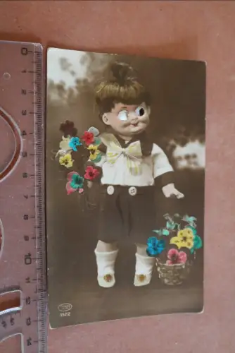 tolle alte Karte - Kitschkarte - Kind mit Kulleraugen - Danzig-Land 40er Jahre 