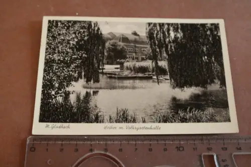 tolle alte Karte - M. Gladbach - Weiher mit Volksgartenhalle 1943