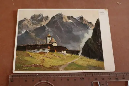 tolle alte Künstlerkarte - Arnold Grabone Berglandschaft mit Gebäude 20-40er Jah