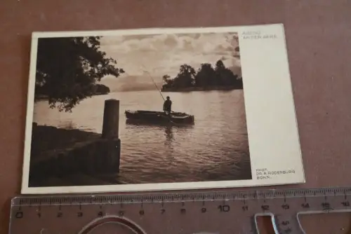tolle alte Karte - Angler mit Boot - Abend an der Aare 1934