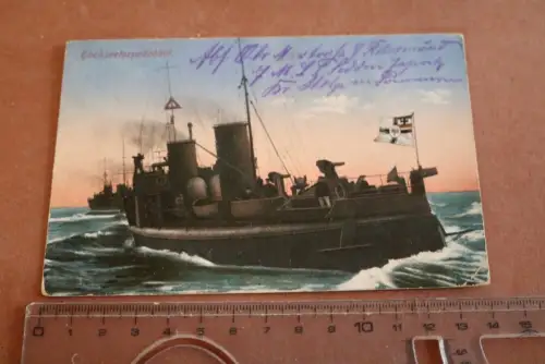 tolle alte Karte -Hochseetorpedoboot - Sedin Stolp gestempelt 1917
