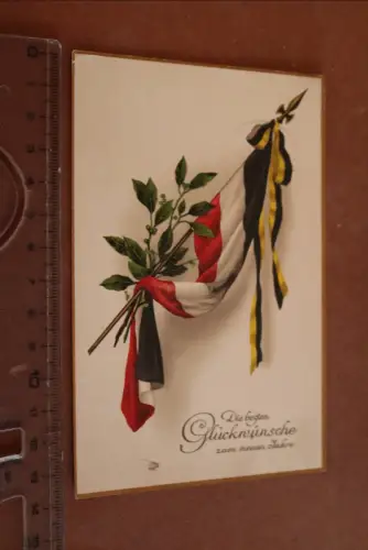tolle alte patriotische Karte - Fahnen - Neujahrswünsche 1917