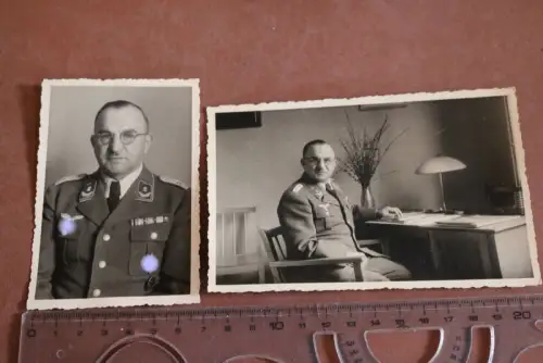 zwei tolle alte Fotos - Oberleutnant - Bandspange - Stabsdienst ? 