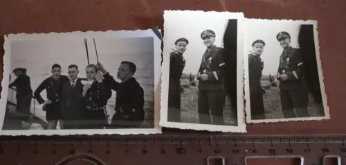 drei alte Fotos - Pimpfe Jugend, Dresden, auf Schiff 