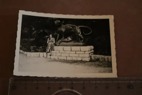 tolles altes Foto  NIzza Panther Statue Jardin Albert 1er 30-50er Jahre
