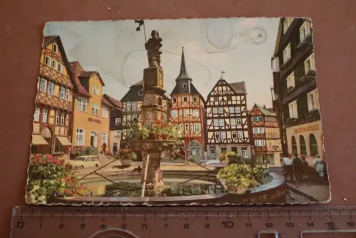 tolle alte Karte - Fritzlar Marktplatz mit Rolandsbrunnen - 50er Jahre 