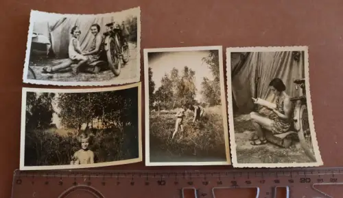 vier tolle alte Fotos Mutter und Tochter machen Ferien 1935 