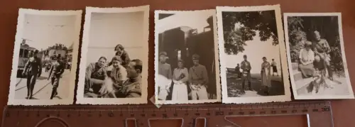 sieben tolle alte Fotos - hübsche Frau und  schweizer ?? Soldaten Neuchâtel ??? 