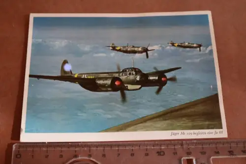 tolle alte Karte-  Me 109 begleiten eine JU 88 