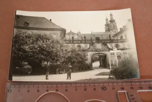 tolles altes Foto Eingang Schloß Banz  - Oldtimer Motorrad - Marke ? 1934