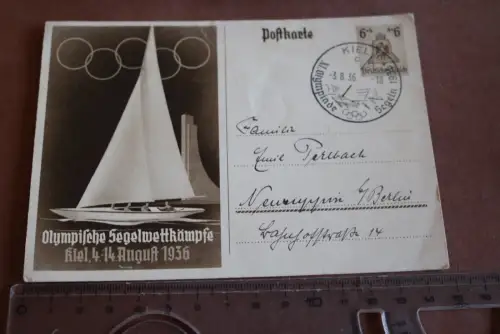 tolle alte Karte -  Ganzsache Olympische Segelwettkämpfe  Kiel 1936