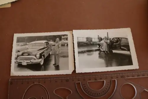 drei tolle alte Fotos US Oldtimer Buick Super  mit Mann und Frau - 50-60er Jahre
