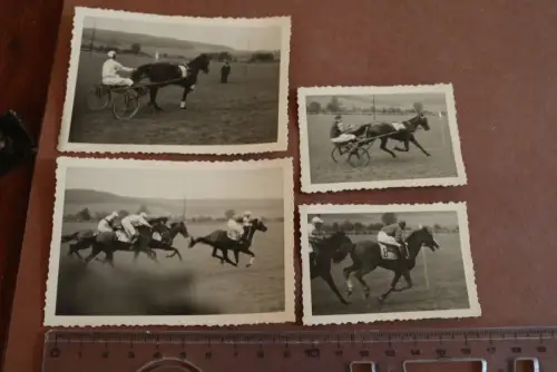 vier tolle alte Fotos Pferdesport Galopprennen und Trabrennen - 30-50er Jahre ?