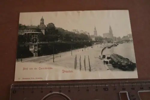 tolle alte Karte - Dresden - Blick von der Carolsbrücke 1910-20