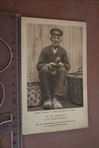 tolle alte Fotokarte - alter Mann Nr. 34 Bundholt - Wettbewerb Bremer Nachrichte