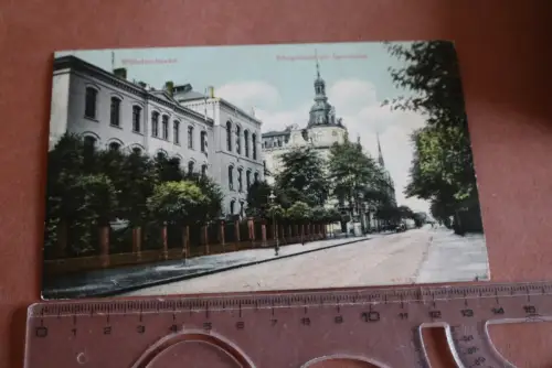 tolle alte Karte - Wilhelmshaven Königstrasse mit Gymnasium 1910