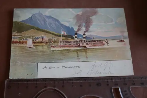 tolle alte Karte -  An Bord des Rheindampfers - Rhein-Dampfschifffahrt 1903