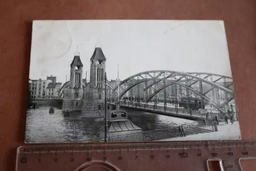 tolle alte Karte - Stettin - Baumbrücke  1918