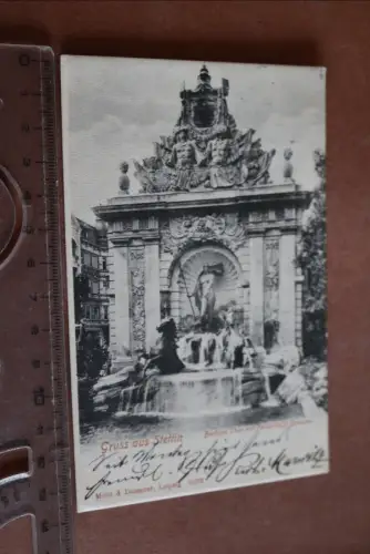 tolle alte Karte - Stettin - Berliner Thor mit Felderhoff-Brunnen 1903