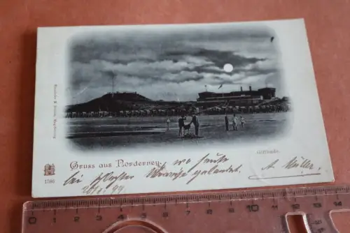 tolle alte Karte - Norderney Mondkarte - Giftbude 1899