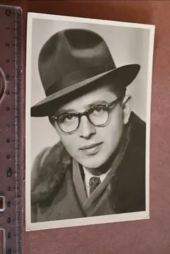 tolles altes Foto - Portrait Mann mit Brille und Hut  - Dresden 