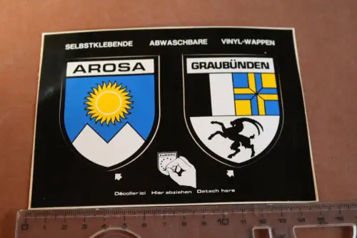 tolle alte Karte Wappen Aufkleber - Arosa Graubünden 