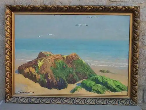 Gemälde signiert Marc de Gastyne (Th. / Becker: geb. in Paris 14.7.1880), Frankreich, Anf. 20. Jh., Öl auf Leinwand, Atlantiklandschaft, Originalrahmen. B: 91 cm, H: 63 cm