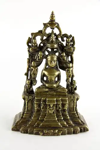 JAIN-Altar, Indien, 16-18. Jh., Bronze, schöne Patina, Gebrauchsspuren. H: 21,5 cm