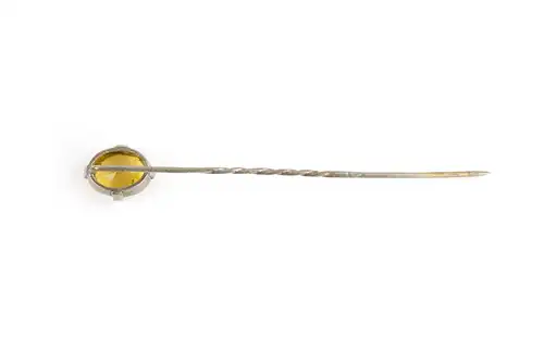 Krawattennadel, 20. Jh., Silber, gefasster Citrin, Gebrauchsspuren. L: 6 cm