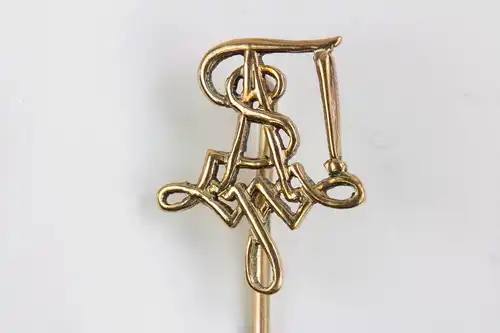 Krawattennadel, 20. Jh., 250er Gold, gestempelt E. S. und Hand, Studentischer Zirkel. L: 5,5 cm