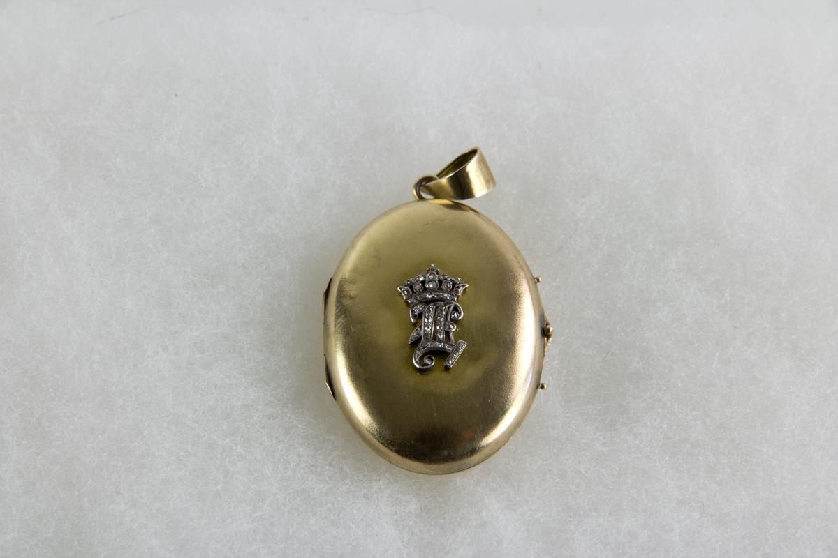 Anhänger, 2. Hälfte 19. Jh., Gold, gestempelt 560, im Inneren 2