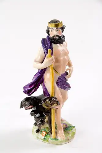 Porzellanfigur, Mitte 18. Jh., gemarkt Meissen, Darstellung des Hades mit Zerberus (Zerberus ist in der griechischen Mythologie ein zumeist mehrköpfiger Höllenhund, der den Eingang zur Unterwelt, und damit des Gott Hades bewacht, damit kein Lebender...