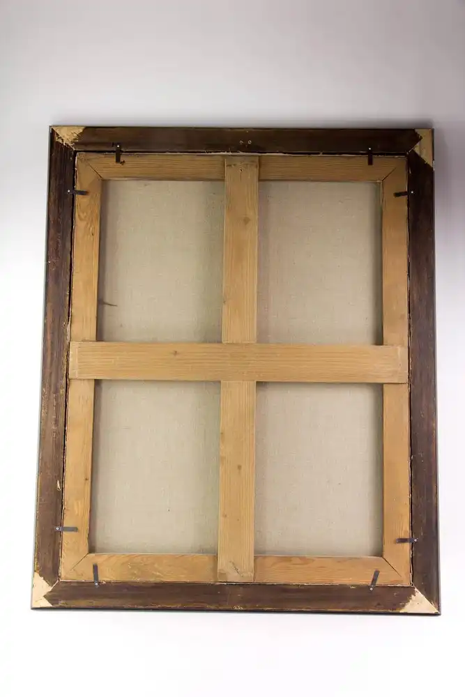 Gemälde, Barock, 2. Hälfte 18. Jh., unsigniert, Öl auf Lwd., Portrait einer höfischen Dame in hellem Seidenkleid mit feiner Blumenstickerei und dunklem bestickten Schleier, in neuen schwarzen Rahmen mit Goldkante im Barockstil, Gemälde... 1