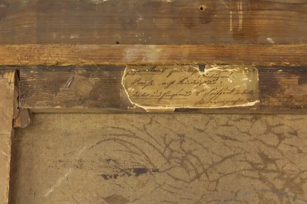 Gemälde, Mitte 19. Jh., Öl auf Lwd., signiert Carl Friedrich Seiffert (* 1809 in Grünberg; † 1981 in Berlin), Darstellung einer Wassermühle in Bayern, Firnis vergilbt, kleine Farbfehlstellen, auf Rückseite vom Künstler aufgeklebter Zettel mit... 2