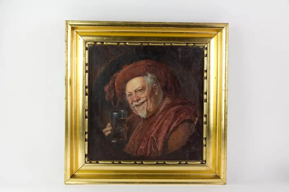 Gemälde, um 1900, Öl auf Lwd., Eduard Theodor Grützner zugeschrieben,  (Eduard Theodor Grützner, seit 1916 Ritter von Grützner, * 26. Mai 1846 in Groß-Karlowitz bei Neisse, Schlesien; † 2. April 1925 in München, deutscher Genremaler),... 0