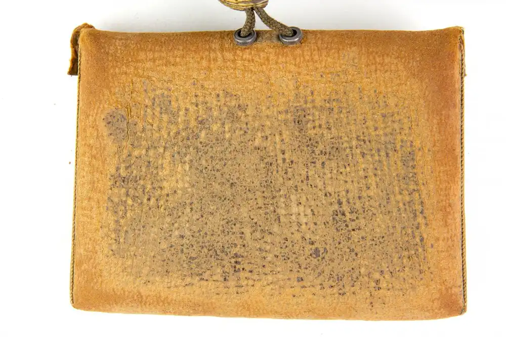 Rauchgarnitur, Japan, Meiji Zeit, bestehend aus Pfeife, Pfeifenbehälter und Tabakbeutel, Pfeife aus Silber, mit Blumen verziert, Mittelstück aus Bambus, geschnitzter Pfeifenbehälter aus Horn in Form eines Bambushalmes, verziert mit kleiner,... 4