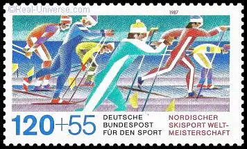 BRD - MiNr.: 1311 - Für den Sport - Skilangläufer - Nordischer Skisport Weltmeisterschaft - nassklebend - Postfrisch