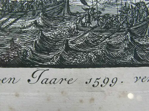Willem Swidde um 1680. Die niederländische Flotte vor den Kanarischen Inseln. Original Radierung um 1680.