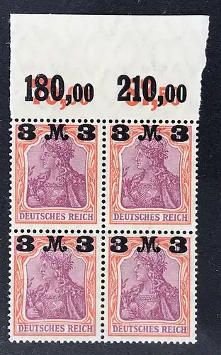 Deutsches Reich Michel Nummer 155 Ia POR 4er Block postfrisch