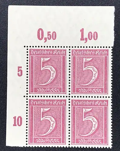 Deutsches Reich Michel Nummer 158I POR 4er -Bogenecke links- postfrisch