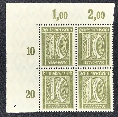 Deutsches Reich Michel Nummer 159a POR 4er -Bogenecke links- postfrisch