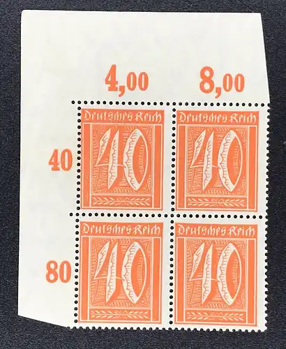 Deutsches Reich Michel Nummer 163 POR 4er -Bogenecke links- postfrisch