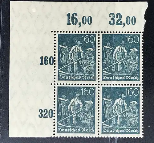 Deutsches Reich Michel Nummer 170 POR 4er -Bogenecke links - postfrisch