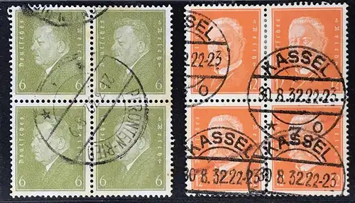 Deutsches Reich Michel Nr. 465+466 gestempelt 4er Blöcke
