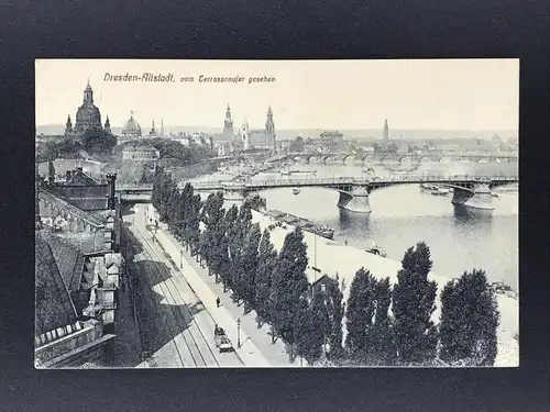 Ansichtskarte - Dresden - Altstadt vom Terrassenufer aus gesehen - 1912