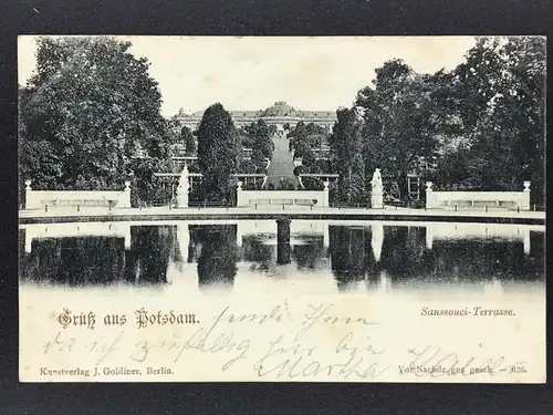 Ansichstkarte - Gruss aus Potsdam Sanssouci Terrasse 1899