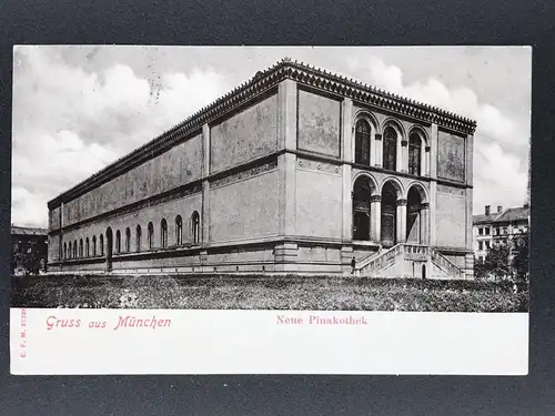 Foto Ansichtskarte Gruss aus München - Neue Pinakothek 1908 n. Frankreich