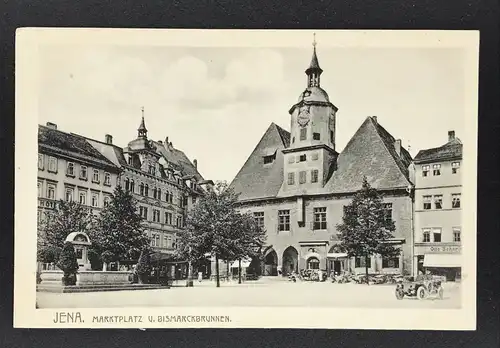 Ansichtskarte Jena - Marktplatz u. Bismarckbrunnen