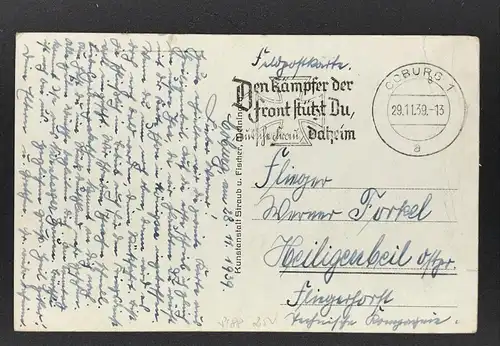 Ansichtskarte Coburg - Feldpost 1939