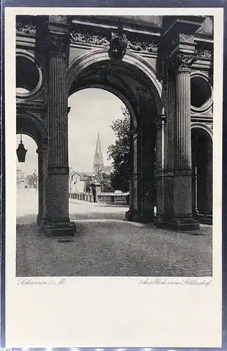 Ansichtskarte Schwerin - Ausblick vom Schlosshof